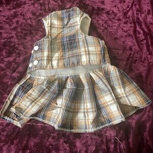 Dog Plaid Dress with Button Adjusters and a Matching Leash